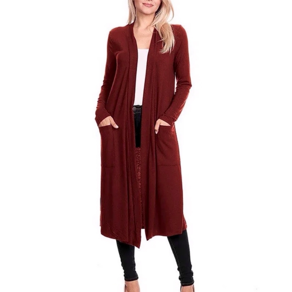 Forever 21 Knit Cardigan Long Sleeve Rust NWT